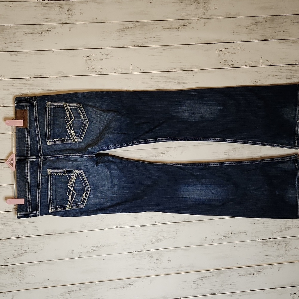 BKE Distressed Sabrina Flare Jeans - Dark Blue 29R - Picture 7 of 10